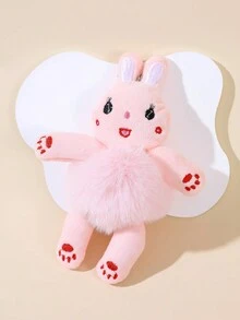 1個時尚可愛的毛絨熊造型鑰匙扣&鑰匙圈&包包吊飾,適用於禮物 - 粉色 - 查看 2