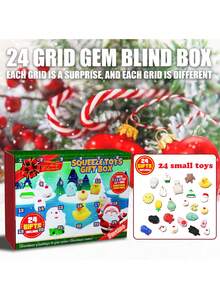 聖誕節捏緩解玩具驚喜盒 - 24 個槽降臨節日曆盲盒捏玩具漫畫系列減壓玩具 - 彩色 - 查看 3