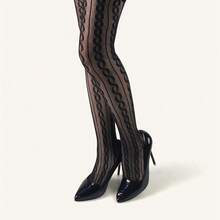 1條復古掛勾花邊連褲襪,性感網絡絲襪女士穿著