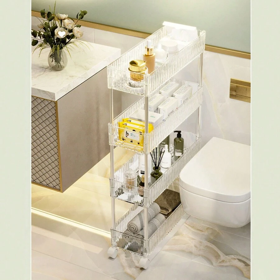 1 Miếng Nhiều lớp Tắm rửa Phòng Xe đẩy Với Trong sáng Thú cưng Kẹp Không gian Cái giá Đối với Mỹ phẩm Lưu trữ & Phòng khách Đường nứt Lưu trữ - Nhiều màu - Xem 1
