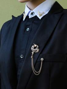 1頂黃道龍銀針,鑲有鑽石裝飾,適用於套裝領帶,英式金屬龍服飾配件