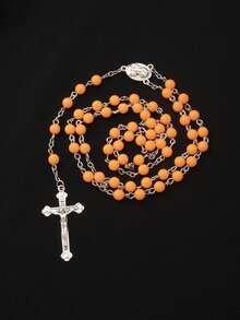 1 件欧美风格复古和圣母玛利亚主题人造珍珠长串珠项链，男女通用毛衣链，适合时尚搭配