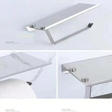 Soporte De Papel Tisú Para Baño, Estante Para Rollo De Papel Higiénico - Plateado - Ver 5