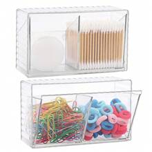 独立棉签架、棉签垫分配器、透明壁挂式化妆球收纳盒和储物盒，用于棉签、牙线、发夹、夹子家居浴室装饰浴室收纳盒秋季装饰化妆品收纳盒返校 - 彩色 - 查看 11
