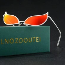 Doflamingo Style Straw Hat & Style Sunglasses Red Mirror Polarized Cat Eye Sunglasses Street Sunglasses Beach Sun Glasses Halloween - Red - View 1