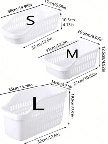 1pc Plastic Cabinet Storage Box, Kitchen Sink Underneath Organizer Basket With Wheels For Small Items Storage - White - View 5