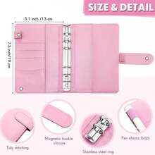 1Pack A6 Budget Cash Envelope, 23Pcs Set,Pink Budget Binder, 8 Cash Envelope Storage Boxes, A6 Savings Envelope Storage Box Binder Macaron PU Leather Accounting Notebook Creative Financial Planner Hand Account Book - Coral Pink - View 3