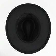 1個女式經典寬邊巴拿馬帽,配皮帶扣,適合日常使用的羊毛呢帽子