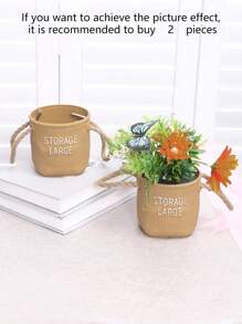 1個可攜式幸運袋風格塑料盆 - 適用於家庭客廳、門廳牆面掛花裝飾,花園掛壁盆栽 - 黃色 - 查看 6