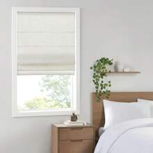 Kyler Cordless Roman Shades-Single Panel,Cordless Retraction For Safety And To Easily Open And Close Throughout The Day,Lightweight Linen Blend Fabric,Natural Design,Easy Installation,Light Filtering Window Blind,Bedroom,Living Room Decor - White - View 10