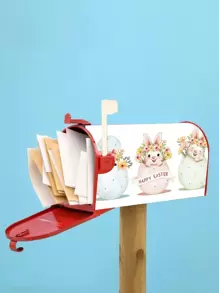 1pc Easter Bunny & Egg Pattern Mailbox Cover, Decorative Dustproof Cover - Multicolor - View 1