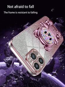 Cute Stuff New Electroplating Technology Anti-Drop Phone Case + Glitter Sticker + Electroplating Hidden Stand + Complete Set Of Phone Cases, Compatible With Apple, Samsung, Xiaomi, Oppo, Vivo Kawaii