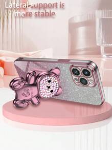Cute Stuff New Electroplating Technology Anti-Drop Phone Case + Glitter Sticker + Electroplating Hidden Stand + Complete Set Of Phone Cases, Compatible With Apple, Samsung, Xiaomi, Oppo, Vivo Kawaii