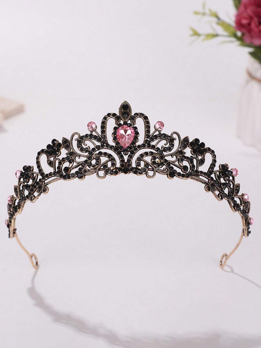 1 Pieza Diadema Con Corona De Diamantes De Imitación De Estilo Princesa Para Jóvenes Niñas - Multicolor - Ver 1