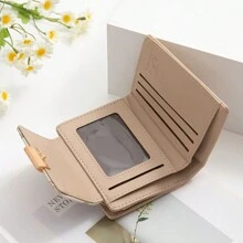 1 chiếc ví ngắn màu đen, ví đựng tiền xu có khóa kéo dành cho học sinh, ví cầm tay đa năng có nắp gập, ví đựng đồ dùng hàng ngày thông thường, ví nữ, ví nhỏ. - màu đen - Xem 6