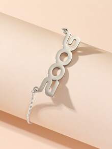 1 cái Thời trang Phong cách Thép không gỉ Sinh Số Vật rủ xuống Vòng tay Sinh nhật - Bạc - Xem 2