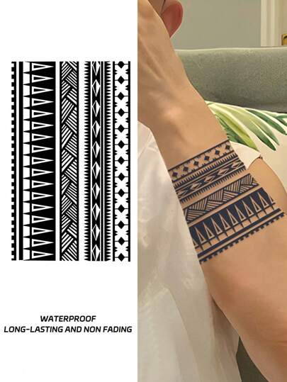 1pc Creative Straight Line Waterproof Non-reflective Temporary Tattoo Sticker For Men's Arm Or Wrist