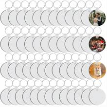 150 Pieces Round Sublimation Keychain Blanks Double Side Heat Transfer Blanks MDF Blank Board Key Rings Blanks For Sublimation DIY And Craft Round Ornament - White - View 1