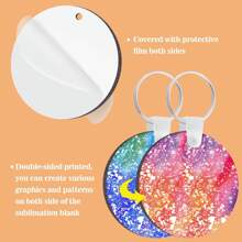 150 Pieces Round Sublimation Keychain Blanks Double Side Heat Transfer Blanks MDF Blank Board Key Rings Blanks For Sublimation DIY And Craft Round Ornament - White - View 3