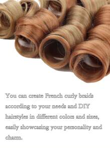 合成法國卷曲黑棕色彩色螺旋卷曲鉤針辮頭髮高溫鬆散波浪卷織髮延伸產品,適用於女性日常假期和cosplay辮編頭髮織髮1包裝 - 亞麻金 - 查看 6