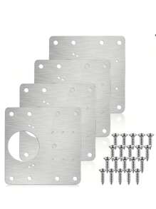 4pcs Stainless Steel Hinge Repair Plate Replacement Parts For Cabinet Doors - Silver - View 2