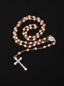 1 件欧美风格复古和圣母玛利亚主题人造珍珠长串珠项链，男女通用毛衣链，适合时尚搭配