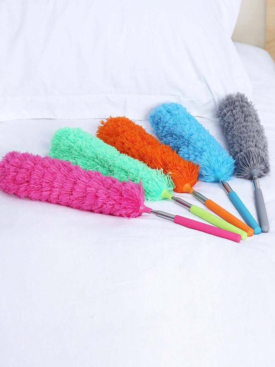 Plumero Pequeño Retráctil De Plumas, Mango De Acero Inoxidable Flexible Para Limpieza De Polvo Del Hogar - Verde - Ver 1