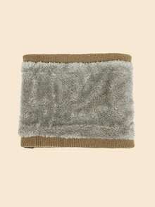 男士純色時尚簡約款秋冬圍巾 - 卡其色 - 查看 3