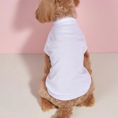 1pc New White Solid Color Short Sleeve Comfortable Breathable Pet T-shirt For Small Dogs And Cats Round Neck Clothes