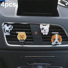 4 件裝可愛狗狗汽車出風口香薰夾,汽車空調出風口裝飾夾,汽車動物裝飾裝飾品