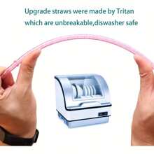 12 قصبة وفرشاة واحدة، قصبات شرب بلاستيكية قابلة لإعادة الاستخدام بطول 23 سم للعصائر والمطبخ، هدية عيد الميلاد - شفاف - مشاهدة 4