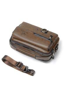 gorchis New Style Crossbody Bag, Pu Leather Multi-Pocket Shoulder Bag, Multifunctional Handbag Sling Bag Square Bag For Holiday Travel Essentials Commute Business Casual Outdoor Ideal Simpler Classic Satchel Bag Hiking Leather Bag Hip Bag Tote Bag Men Bag Retro Bag Holiday Essentials Camping Sling Bag Brown Bag Back To School Vintage Gift Bag Pack Cross Body Bag Spring Vintage Bags School Supplies Purse