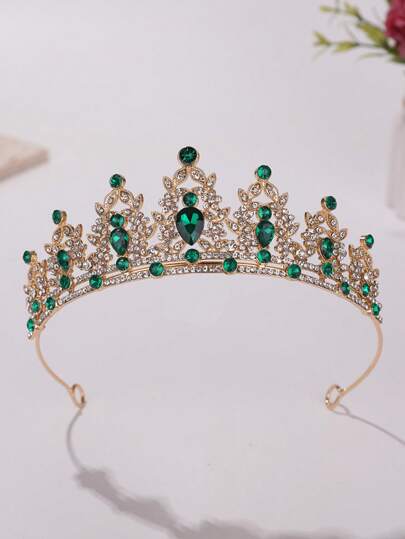 1pc Girls' Luxury And Sweet Princess Style Crown Hair Band With Rhinestones