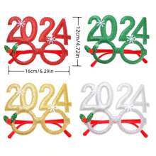 1入組2024聖誕老人派對眼鏡,成人禮物派對裝飾,多種顏色可選 - 紅色 - 查看 5