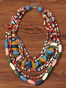 1 Miếng Quá lớn Nhiều lớp Hạt bằng gỗ Phong cách Bohemian Thời trang Dây chuyền Đối với Châu âu , Người châu Phi & Hàn Quốc Ngày lễ Bữa tiệc  bãi biển - Nhiều màu - Xem 4