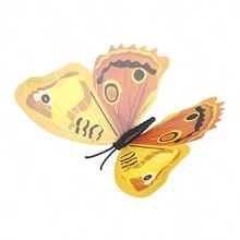 12pcs Yellow 3d Butterfly Wall Sticker Realistic Decorative Double-sided Adhesive Prop For Home Decor In Living Room, Bedroom - Yellow - View 5