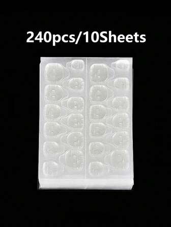 240入組10片雙面膠指甲貼紙，指甲膠貼紙透明防水，DIY必備