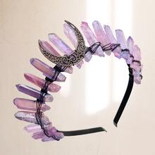 1 Pieza Corona De Cristal Natural Con Accesorio Para El Cabello Con Diseño De Luna Violeta - Morado Violeta - Ver 1