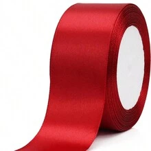1入組4cm寬酒紅色禮品包裝緞帶,編織的絲緞帶可用於製作蝴蝶結,髮飾,蛋糕,烘焙和禮品包裝