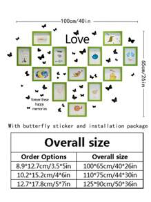Khung ảnh treo tường trang trí nhà sáng tạo, 12 chiếc 5" 6" 7" 8" 10" Đen trắng, Trang trí phòng ngủ, Bộ quà tặng Ngày của Mẹ kèm Thẻ ảnh ngẫu nhiên & Nhãn dán hình bướm cho đám cưới - màu xanh lá - Xem 3