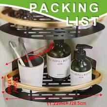 1 Giá để đồ góc tắm dính chắc chắn, giá để đồ phòng tắm, nhà bếp, giá để đồ phòng tắm bằng nhôm chống gỉ - Vàng - Xem 5