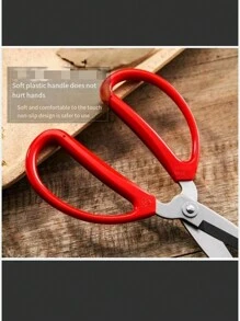 1pc Stainless Steel Scissors With Pointed Tips For Home Use, Diy, And Kitchen - Red - View 2