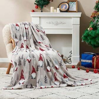1pc Christmas blanket, minimalist fabric letter patch decoration, soft and warm blanket, suitable for living room and bedroom, home decoration.Cozy Bliss Gnome Throw Blanket Christmas Blanket Warm MilkyPlushTM Throw Blanket, Ultra Soft Cozy Throw Blanket for Couch, Sofa and Bed