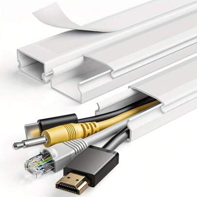 3pcs 47in Cord Hider, Cord Channel Cable Sleeve, Cord Cover Wall, Easy Install Cable Management System For 3-4 Wires, Cable Raceway Home Office, 3X L15.7in W1.18in H0.6in, White Back To School