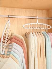 Multi-functional Clothes Hanger Magic Folding Clothes Rack 9 Hole Hanging Organizer, Perfect For Dorms And Homes - White - View 1