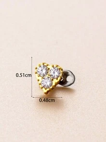 1pc Fashionable & Minimalist Crown & Heart Design Embedded Diamond G23 Titanium Stud Earring - Gold - View 7