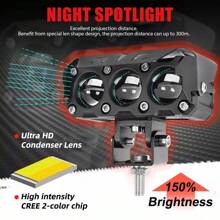Auxiliary Headlights Double Color Led Light 80w For Car Motorcycle 2pcs - Black - View 3