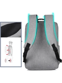 Mochila Porta Ordenador Portátil Con Carga USB Mochila Para Portátil Laptop Escolar Oficina Bolsa Anti robo 15.6" Multicompartimento - Gris - Ver 6