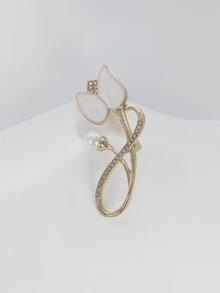 1 件女用珍珠裝飾鬱金香胸針,優雅花朵翻領針,適合豪華西裝外套裝飾