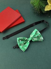 1入綠色雪花派對男士7cm領結 - 綠色 - 查看 2